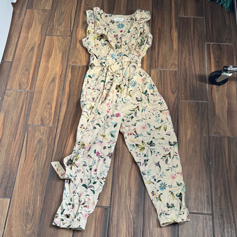 Anthropologie Floral Beige Jumpsuit